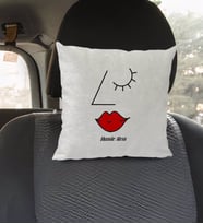 BK Gift Kişiye Özel İsimli Picasso Kadın Figürlü Kare Araç Koltuk Yastığı-1