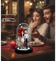 KİŞİYE ÖZEL SEVGİLİLER GÜNÜ HEDİYESİ GELİN DAMAT IŞIKLI KARİKATÜR FANUS BİBLO