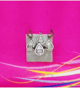 Damla Baget Taşlı Gümüş Set & Takım
