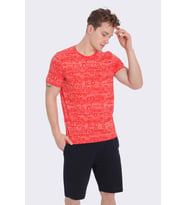 Maraton Sportswear Regular Erkek Bisiklet Yaka  Kısa Kol Basic Kırmızı T-shirt 20951