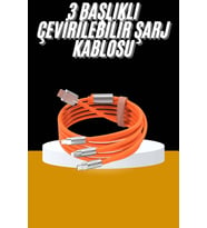 Northcity 120W 3 İn 1 Uyumlu Silikon Şarj Kablosu - Hızlı Şarj ve Pratik Çözüm