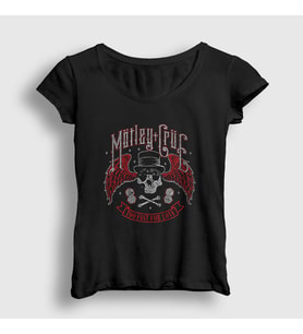 Presmono Kadın Siyah Fast Mötley Crüe T-Shirt 167029tt