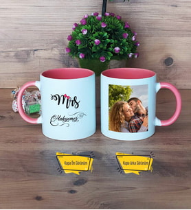 Eşe Hediye Mrs Kupa Bardak Pembe Fotoğraflı Yıl Dönümü Hediyesi