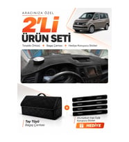 VOLKSWAGEN TRANSPORTER T6 ÇUKURLU (2015-2020) Uyumlu Torpido Örtüsü + Tay Tüyü Çanta Seti - Siyah