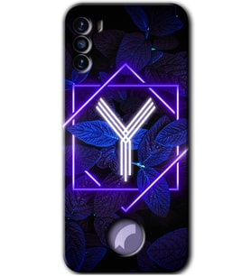 Reeder S19 Max Pro S Kılıf HD Desen Baskılı Arka Kapak - Dark Neon Yaprak Y Harfi