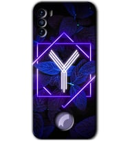 Reeder S19 Max Pro S Kılıf HD Desen Baskılı Arka Kapak - Dark Neon Yaprak Y Harfi