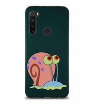 Xiaomi Redmi Note 8 Soft Premier Kapak Salyangoz Gary Tasarımlı Silikon Kılıf - Yeşil (Şeffaf)