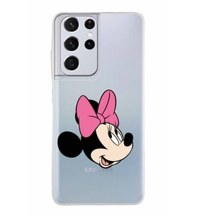 Samsung Galaxy S21 Ultra Kapak Minnie Mouse Tasarımlı Şeffaf Silikon Kılıf