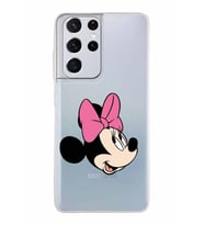 Samsung Galaxy S21 Ultra Kapak Minnie Mouse Tasarımlı Şeffaf Silikon Kılıf