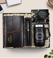 Kişiye Özel Kulplu 280 ML Çelik Termos & Deri Kapaklı Vintage Anı-Seyahat Defteri & Gold Renk Petek Detaylı Dolma Kalem Öğretmenler Günü Hediye Seti