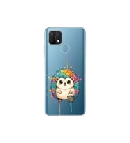Oppo A15S ile Uyumlu Splash Kirpi Tasarımlı Şeffaf Silikon Kılıf