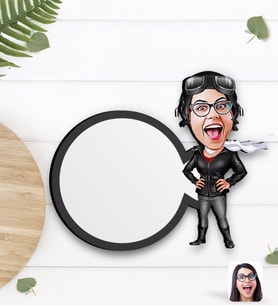 BK Gift Kişiye Özel Kadın Pilot Karikatürlü Ahşap Bardak Altlığı