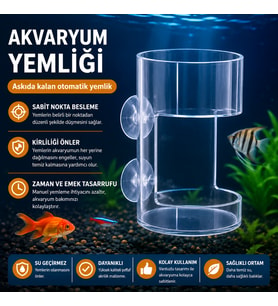 Akvaryum Yemleme Halkası Vantuzlu Akrilik Balık Yemliği Yem Dağılmasını Önleyen Yüzen Yem Besleme Aparatı