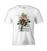 One Piece Roronoa Zoro with Three Swords Beyaz Erkek Tshirt
