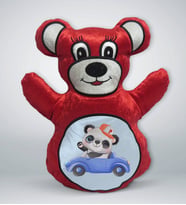 BK Gift Sevimli Panda Tasarımlı Kırmızı Ayıcık Yastık-2