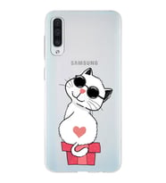 Samsung Galaxy A50s Uyumlu Kapak Cool Cat Tasarımlı Şeffaf Silikon Kılıf
