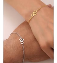 925 Gümüş  Geçmeli 2 Harf Çift Bilekliği (Gold)