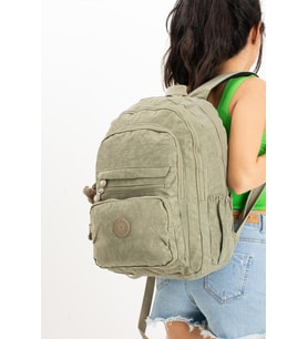 Unisex Sırt Çantası Hafif Yağmur Geçirmez Klinkır Kumaş Laptop Bölmeli Seyahat Çantası 43*30 Cm (Bej)