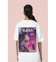 Tasarım Lady Gaga Sırt Baskılı Unisex Oversize Şarkıcı Tişört