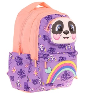 Kaukko Toys Kız Çocuk 3D Panda Şekilli İlkokul ve Günlük Sırt Çantası - Mor Somon - L5233