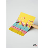 Flamingo Pop Art, Çerçevesiz Yüksek Kalite Duvar Afişi - Renkli Ev Dekorasyonu
