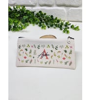 Kişiye Özel İsme Özel Bez Kalemlik Yeşil Yaprak Desenli Mini Organizer