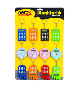 12 Adet Hesap Mak. Anahtarlık Renkli Plastik NRX-4089