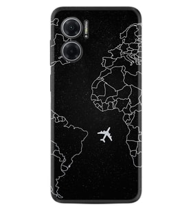Xiaomi Redmi Note 11E Kılıf Resimli Desenli Silikon Platinium Series Black Plane 1868