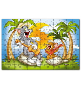 Cakapuzzle Tom Jerry Şarkı Söyleyen Ada Palmiye Ağaç Puzzle Yapboz MDF (Ahşap) (120 Parça)