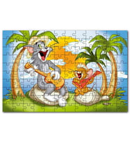 Cakapuzzle Tom Jerry Şarkı Söyleyen Ada Palmiye Ağaç Puzzle Yapboz MDF (Ahşap) (120 Parça)
