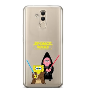 Huawei Mate 20 Lite Uyumlu Sunger Bob Star Wars Desenli Şeffaf Telefon Kılıfı