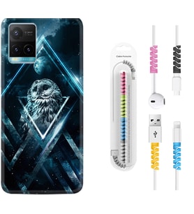 Vivo Y11S Y21S Y20 Y20S Y70 Kılıf Kablo Koruma Spiral Silikon Old Owl 1649