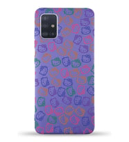 Samsung Galaxy A51 Uyumlu Lansman Kılıf Hello Kitty Tasarımlı İçi Kadife Kapak-Mor (Şeffaf)