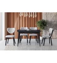 AY MASA, RİVONE SANDALYE, SİYAH, 120x70