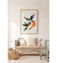 Kuşların Dansı Minimalist 1. Kalite Ahşap Çerçeveli Tablo