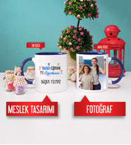Beden Eğitimi Öğretmenine Hediye Beden Eğitimi Öğretmeni Kupa Bardak Lacivert Fotoğraflı