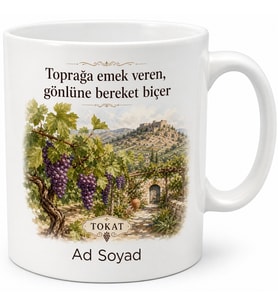 Tokat Bağ Bahçe Temalı Kişiye Özel Memleket Kupa Bardak Hediye