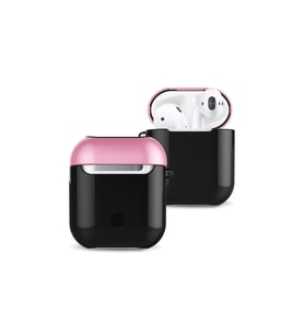 Apple Airpods 2 (2.nesil) 3in1 Kılıf - Siyah-pembe