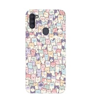 Samsung Galaxy M21 Uyumlu Sevimli Kediler Desenli Şeffaf Telefon Kılıfı