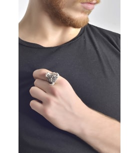 Erkek Antik Gümüş Kaplama Boğa Yüzük