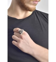 Erkek Antik Gümüş Kaplama Boğa Yüzük