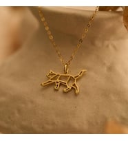 Kişiye Özel 925 Ayar Gümüş Şık Origami Kedi Kolye (Gold)