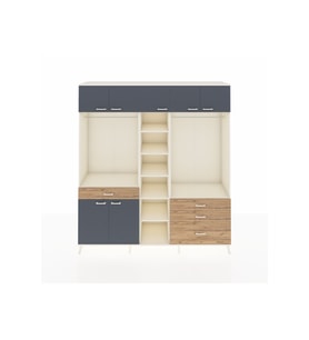 Hyperion Dolap 11 Raflı 4 Çekmeceli 2 Askılı 220x44x243 Aytaşı-Antrasit/Çam