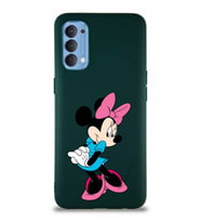 Oppo Reno 4 Soft Premier Kapak Minnie Mouse-F Tasarımlı Silikon Kılıf - Yeşil (Şeffaf)