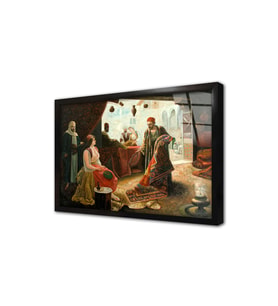 Sultana Halı Satmaya Çalışan Tüccar Çerçeveli Cam Tablo