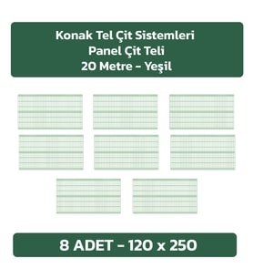 KONAK TEL ÇİT SİSTEMLERİ 8 ADET PANEL ÇİT TELİ SADE 120 X 250 CM (Yeşil)