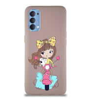 Oppo Reno 4 Soft Premier Kapak Vespagirl Tasarımlı Silikon Kılıf - Pudra (Şeffaf)