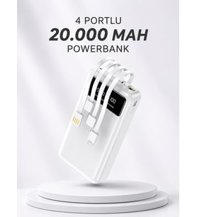 Powerbank Şarj Cihazı 4 Çıkışlı 20.000 MAH Powerbank Kompakt Yüksek Kapasiteli Hızlı Şarj