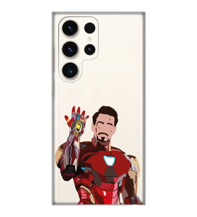 Samsung Galaxy S23 ULTRA Uyumlu Iron Man Desenli Şeffaf Telefon Kılıfı