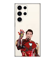 Samsung Galaxy S23 ULTRA Uyumlu Iron Man Desenli Şeffaf Telefon Kılıfı